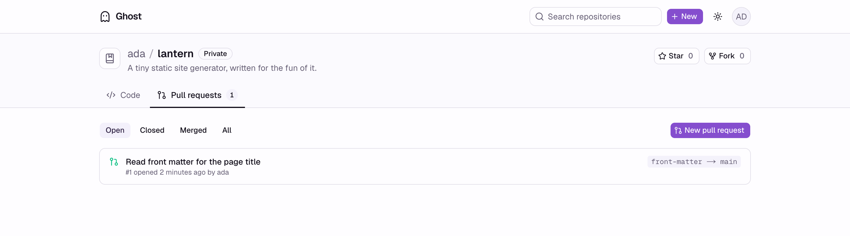 Pull request list